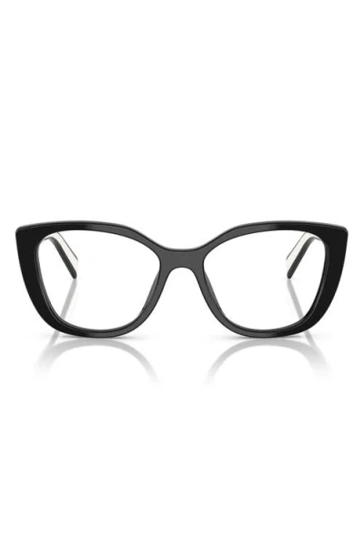 Prada 51mm Cat Eye Optical Glasses In Black