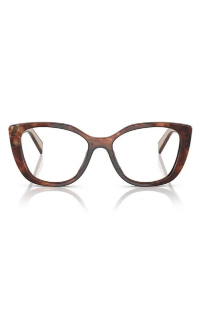 Prada 51mm Cat Eye Optical Glasses In 07r1o1