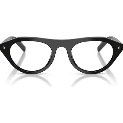 Prada 51mm Irregular Blue Light Blocking Glasses In Black