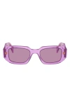 Prada 51mm Mirrored Rectangular Sunglasses In Purple