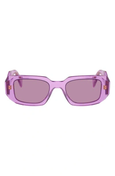 Prada 51mm Mirrored Rectangular Sunglasses In Purple