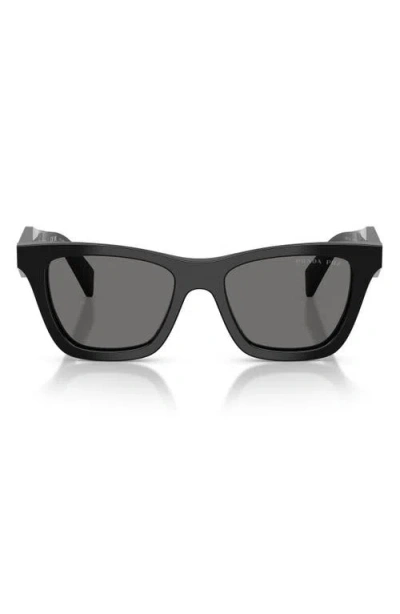 Prada 51mm Polarized Butterfly Sunglasses In Black