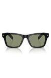 Prada 51mm Polarized Rectangular Sunglasses In Black