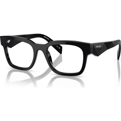 Prada 51mm Rectangle Optical Glasses In Black