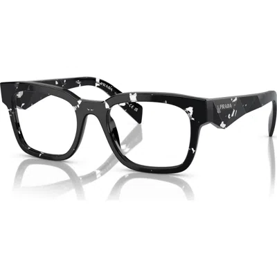 Prada 51mm Rectangle Optical Glasses In Black