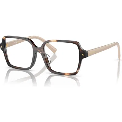 Prada 51mm Rectangle Optical Glasses In Brown