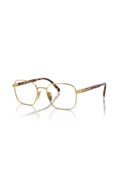 Prada 51mm Rectangle Optical Glasses In Gold