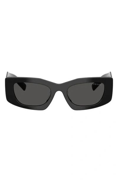 Prada 51mm Rectangular Sunglasses In Black