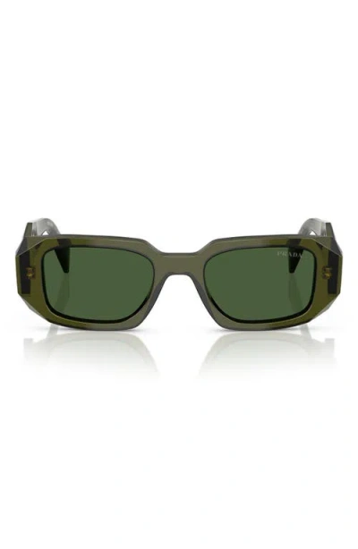 Prada 51mm Rectangular Sunglasses In Dark Green