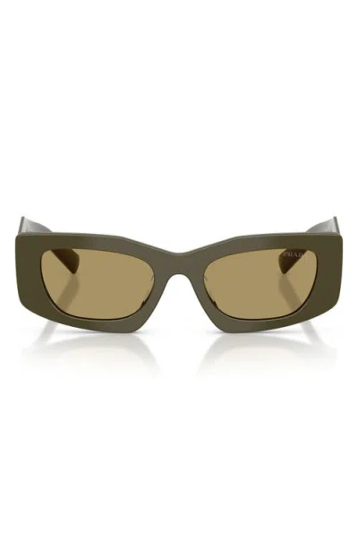 Prada 51mm Rectangular Sunglasses In Green