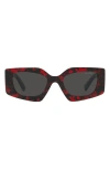 Prada 51mm Rectangular Sunglasses In Red Tortoise