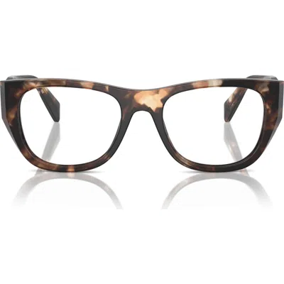 Prada 52mm Cat Eye Optical Glasses In Brown