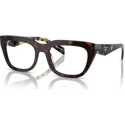 Prada 52mm Irregular Optical Glasses In Brown