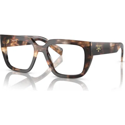 Prada 52mm Irregular Optical Glasses In Brown
