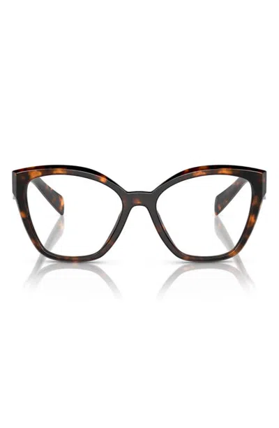 Prada 52mm Irregular Optical Glasses In Brown