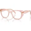 Prada 52mm Irregular Optical Glasses In Pink