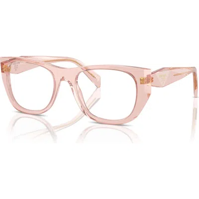 Prada 52mm Irregular Optical Glasses In Pink