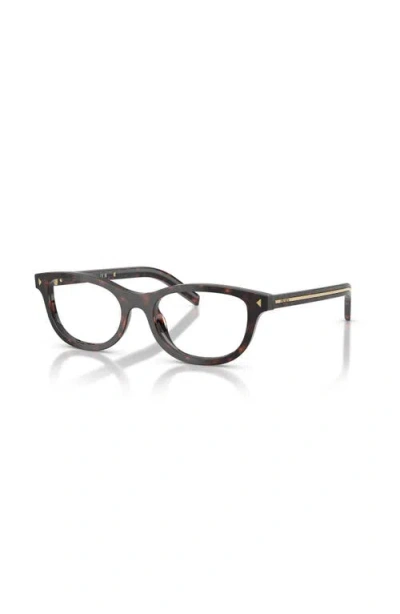 Prada 52mm Oval Optical Glasses In Brown