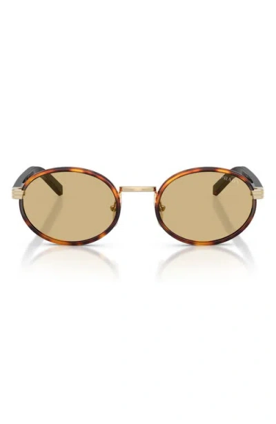 Prada Womens Brown Pr B56s Round-frame Tortoiseshell Metal Sunglasses In Lente Camomilla Bio