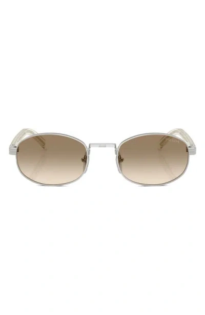 Prada 52mm Oval Sunglasses In Metallic Silver