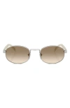 Prada 52mm Oval Sunglasses In Metallic Silver