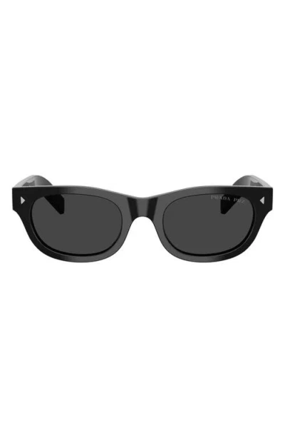 Prada 52mm Polarized Cat Eye Sunglasses In Black