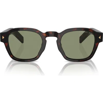 Prada Sunglasses With Iconic Metal Plaque In Willow Green Lenses