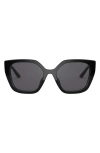 Prada 52mm Polarized Rectangular Sunglasses In Black