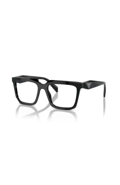 Prada 52mm Rectangle Optical Glasses In Black