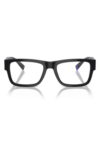 Prada 52mm Rectangular Optical Glasses In Black