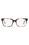 Prada 52mm Rectangular Optical Glasses In Brown