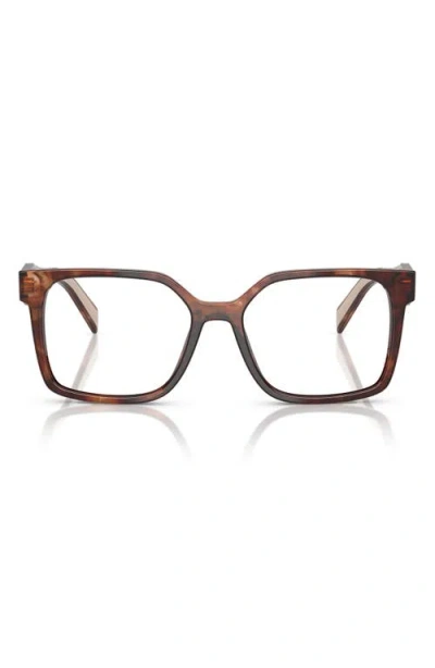 Prada 52mm Rectangular Optical Glasses In Brown