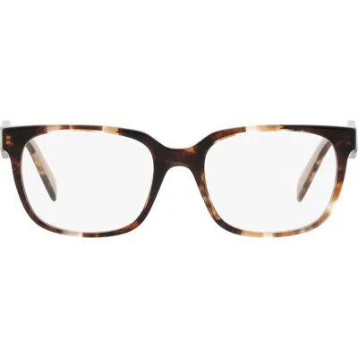 Prada 52mm Rectangular Optical Glasses In Multi