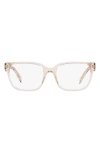 Prada 52mm Rectangular Optical Glasses In Pink
