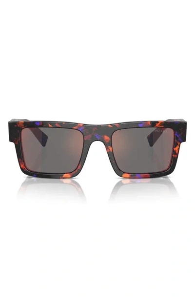 Prada 52mm Rectangular Sunglasses In Abstract Orange