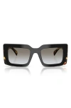 Prada 52mm Rectangular Sunglasses In Black