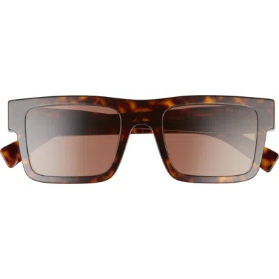Prada 52mm Rectangular Sunglasses In Tortoise/dark Brown