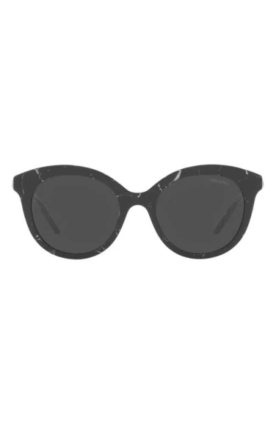 Prada 52mm Round Sunglasses In Black