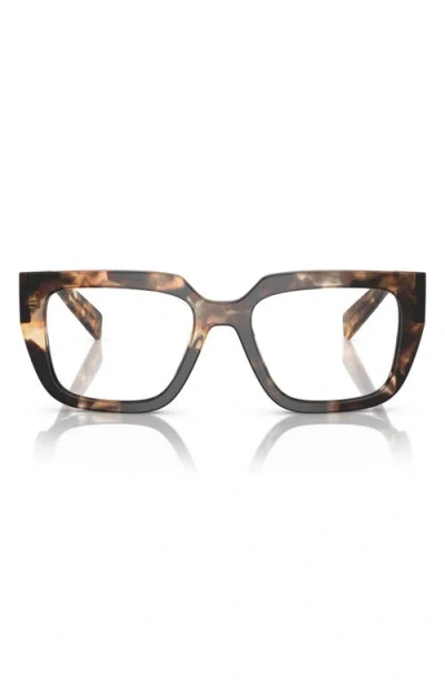 Prada 52mm Square Optical Glasses In Brown