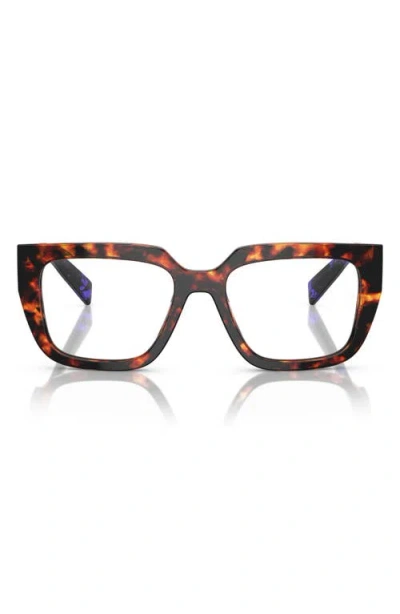 Prada 52mm Square Optical Glasses In Brown