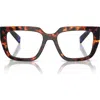 Prada 52mm Square Optical Glasses In Brown