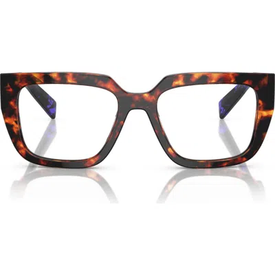 Prada 52mm Square Optical Glasses In Red