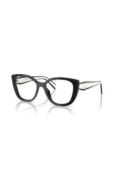 Prada 53mm Cat Eye Optical Glasses In Black