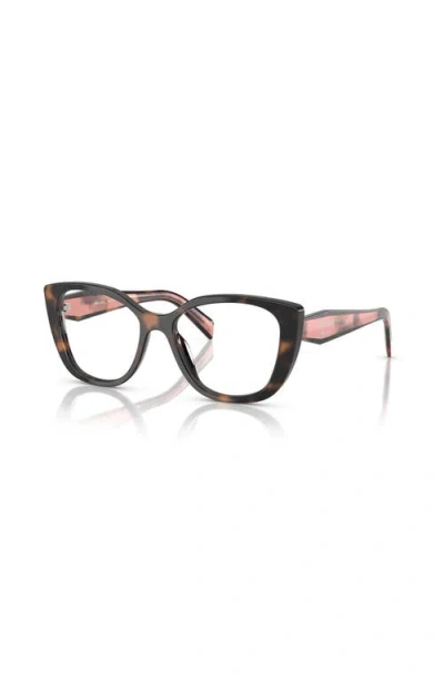 Prada 53mm Cat Eye Optical Glasses In Black