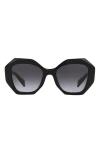 Prada 53mm Gradient Angular Sunglasses In Black