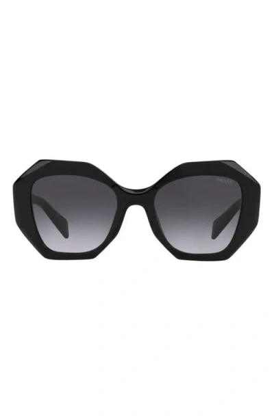 Prada 53mm Gradient Angular Sunglasses In Black/grey Gradient