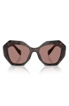 Prada 53mm Gradient Irregular Sunglasses In Light Brown