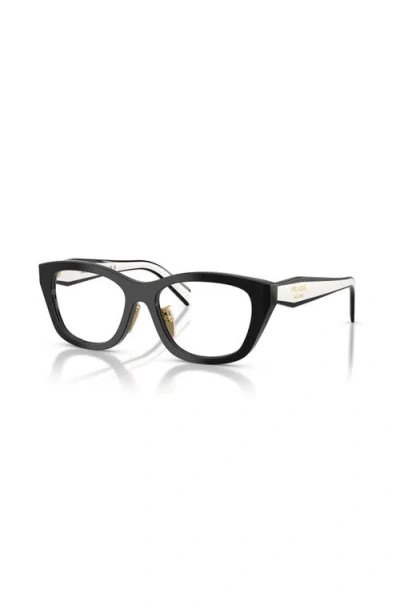 Prada 53mm Irregular Optical Glasses In Black