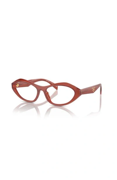 Prada 53mm Irregular Optical Glasses In Gold