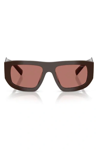 Prada 53mm Irregular Shield Sunglasses In Black